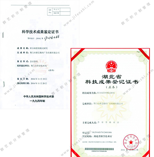 積分制管理成果鑒定證書(shū)